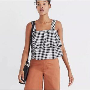 Madewell Linen Blend Cropped Ruffle Top Size Small